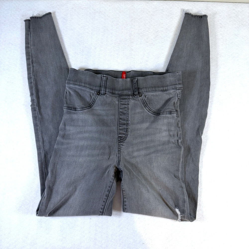 Spanx Jean-ish Leggings Distressed Small Tall Gray Womens High Rise Jeggings